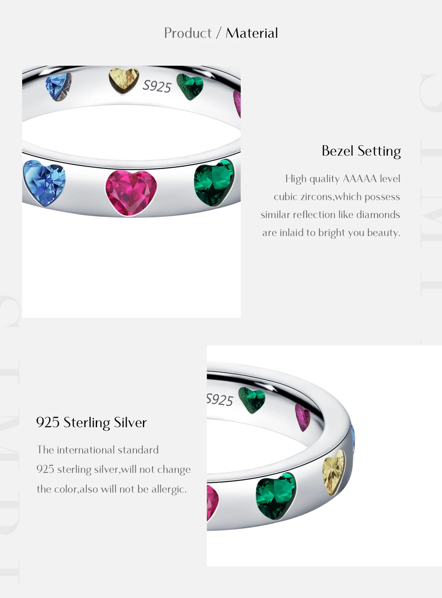 Rainbow Heart Sterling Silver Band Ring