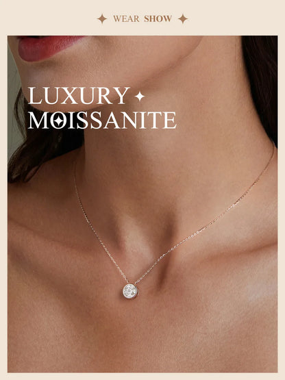 1ct Bezel Moissanite Sterling Silver Pendant Necklace