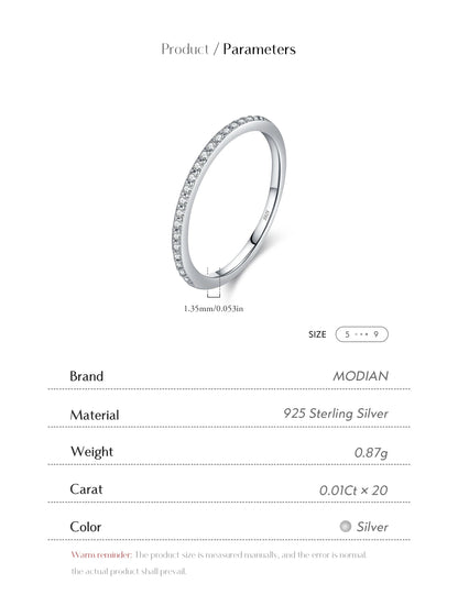 Moissanite Eternity Sterling Silver Band Ring
