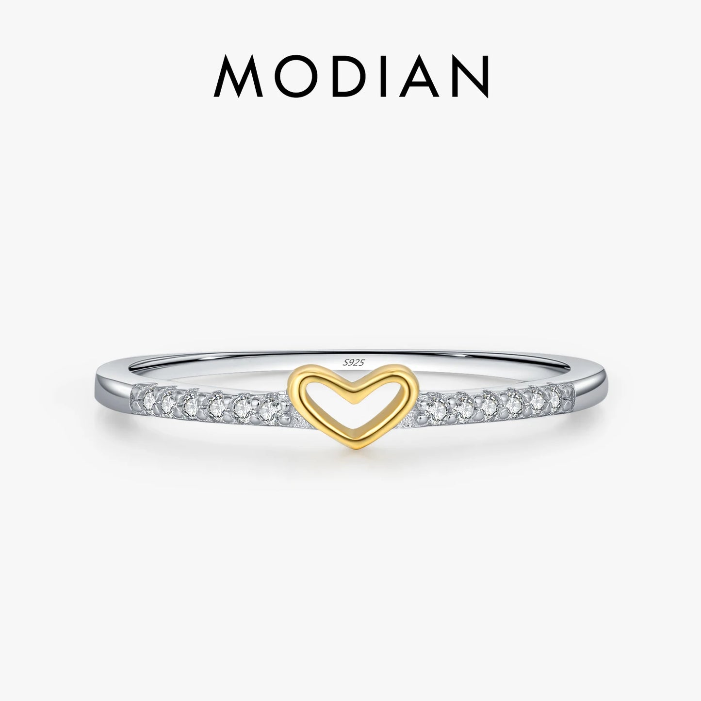 Gold-Tone Heart Pavé Sterling Silver Ring