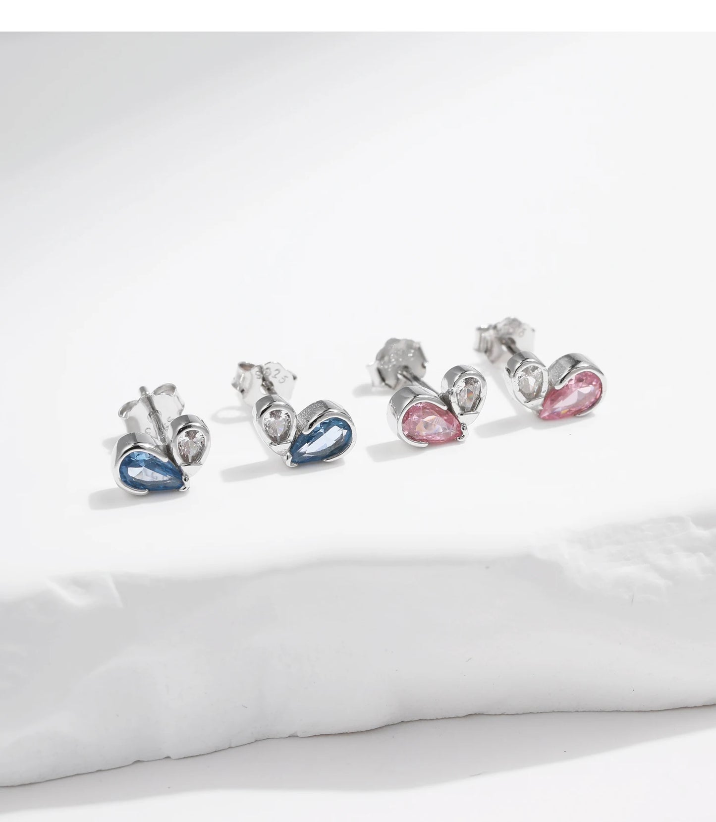Colorful Heart Sterling Silver Stud Earrings