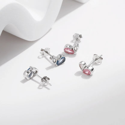 Colorful Heart Sterling Silver Stud Earrings