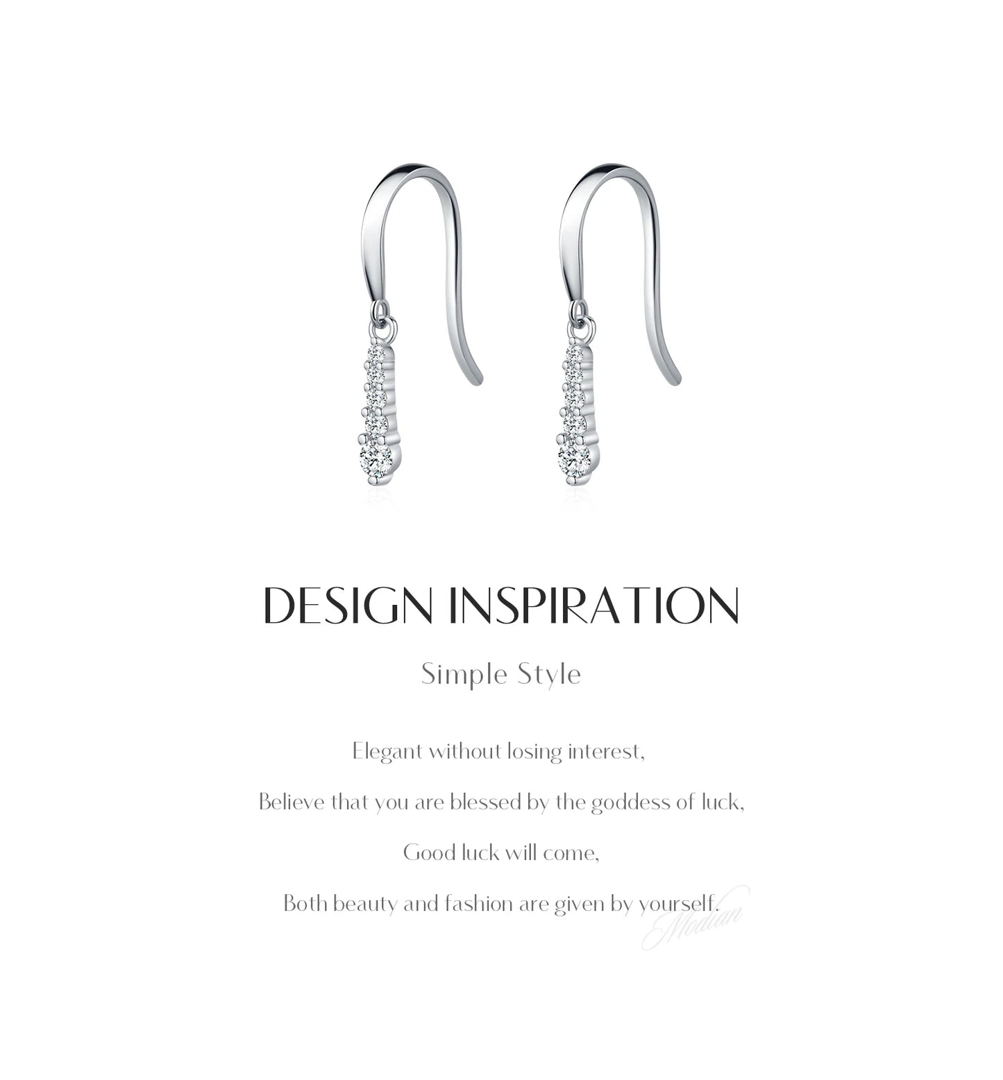 Graduated Moissanite Sterling Silver Drop Earrings