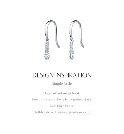 Graduated Moissanite Sterling Silver Drop Earrings