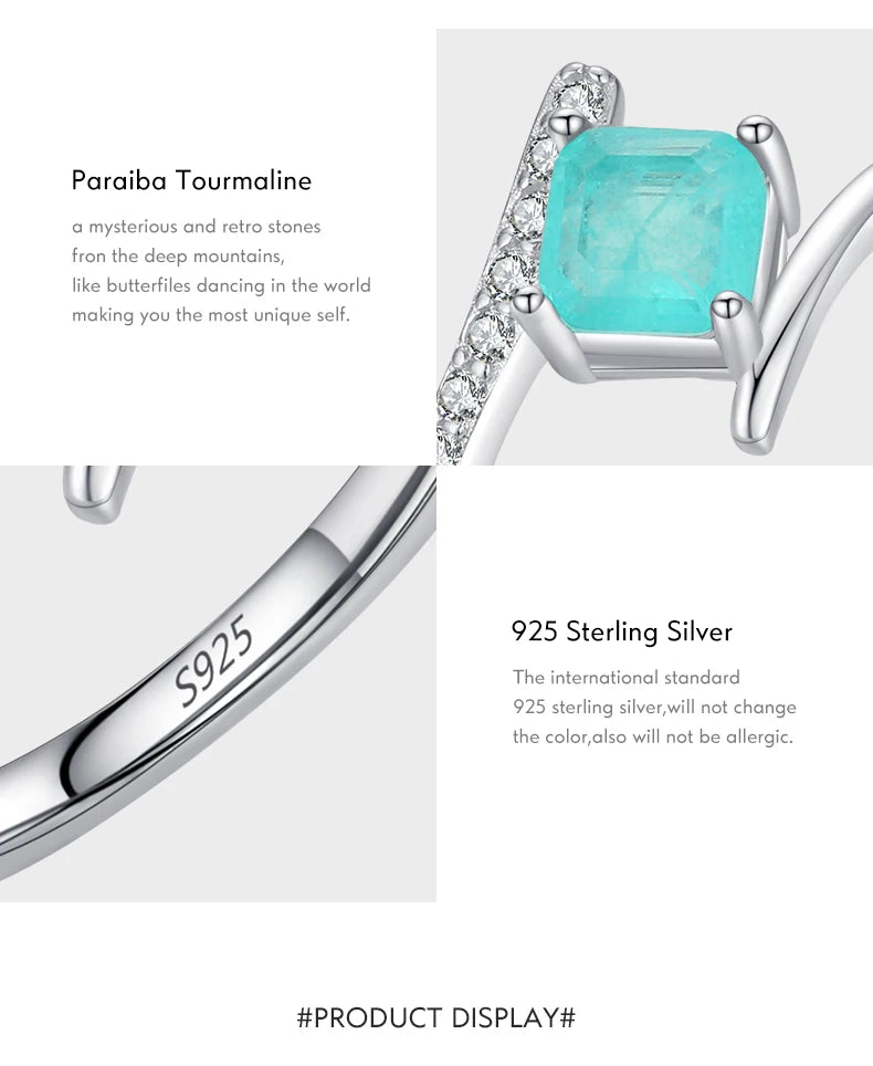 Aqua Tourmaline Sterling Silver Ring