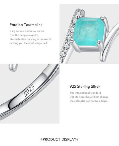 Aqua Tourmaline Sterling Silver Ring