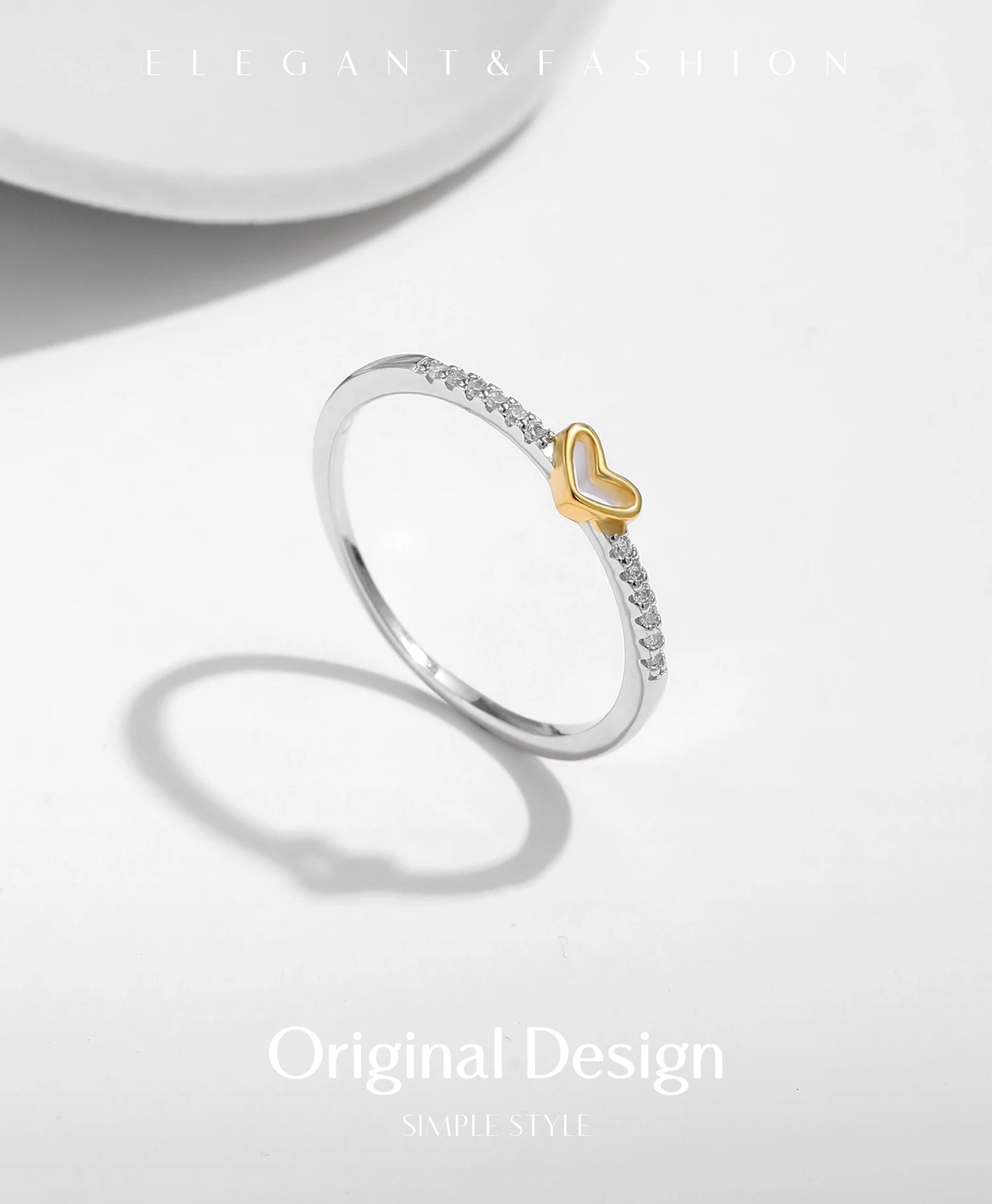 Gold-Tone Heart Pavé Sterling Silver Ring