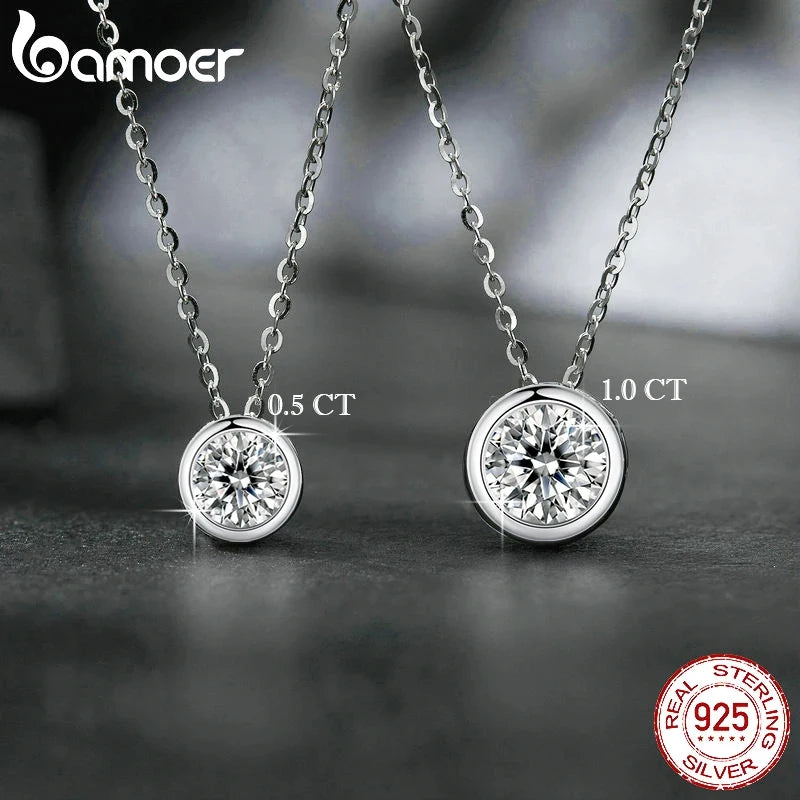 1ct Bezel Moissanite Sterling Silver Pendant Necklace