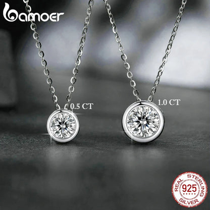 1ct Bezel Moissanite Sterling Silver Pendant Necklace