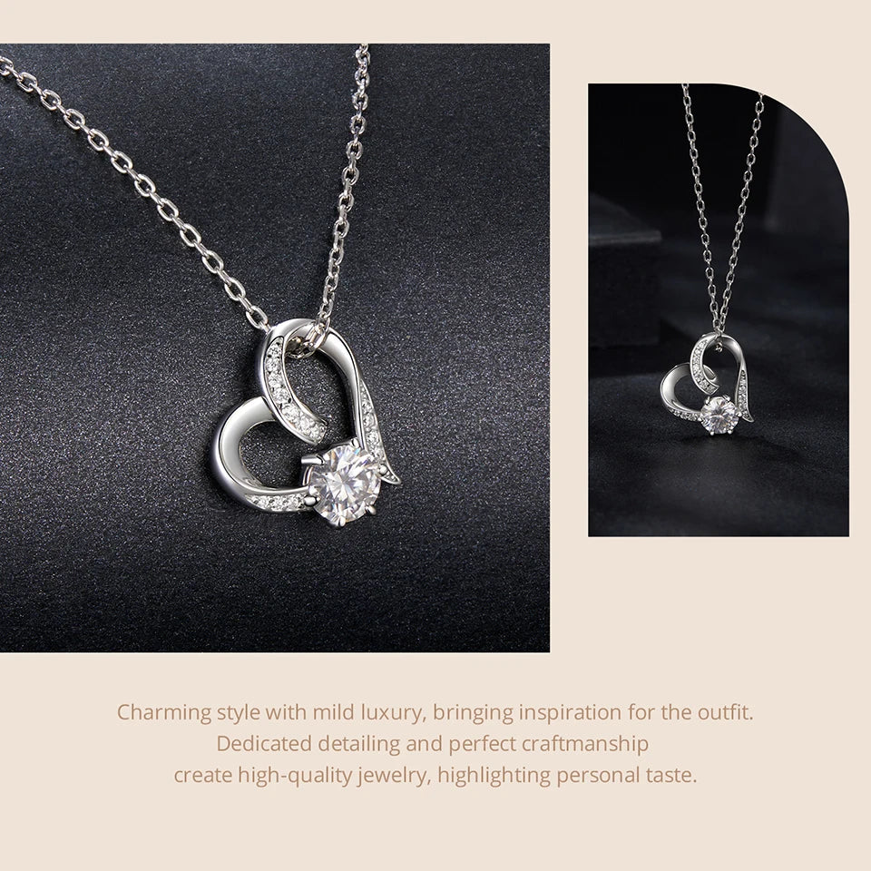 Moissanite Heart Pendant Necklace