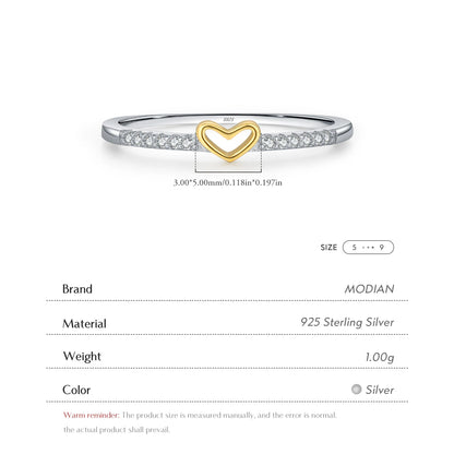 Gold-Tone Heart Pavé Sterling Silver Ring