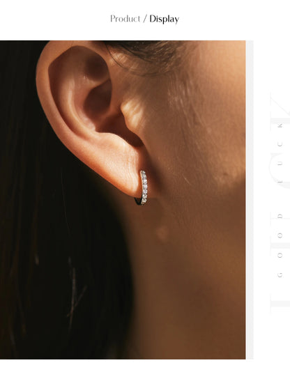 Moissanite Pavé Sterling Silver Hoop Earrings