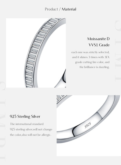 Baguette Moissanite Sterling Silver Eternity Band