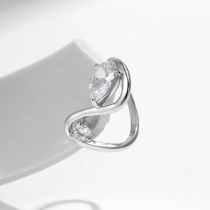 Sculptural Teardrop Zircon Sterling Silver Ring