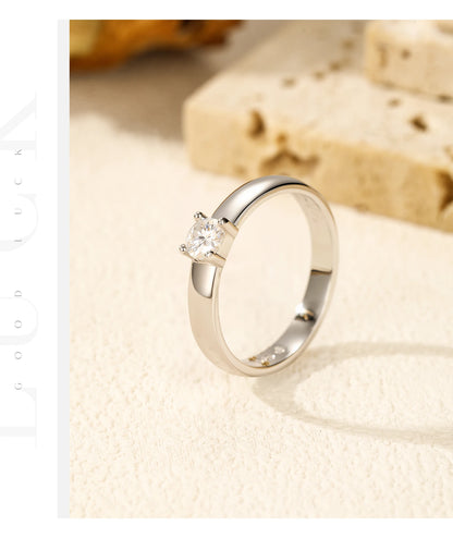 Classic Round Moissanite Sterling Silver Ring
