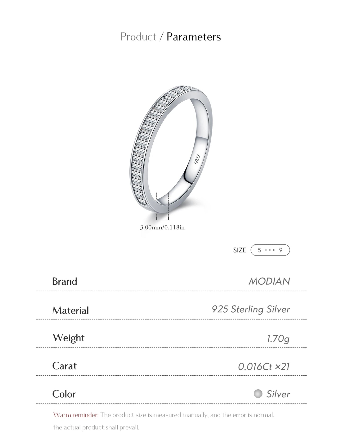Baguette Moissanite Sterling Silver Eternity Band