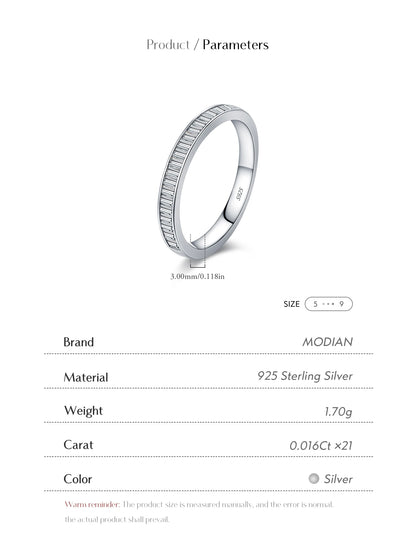 Baguette Moissanite Sterling Silver Eternity Band