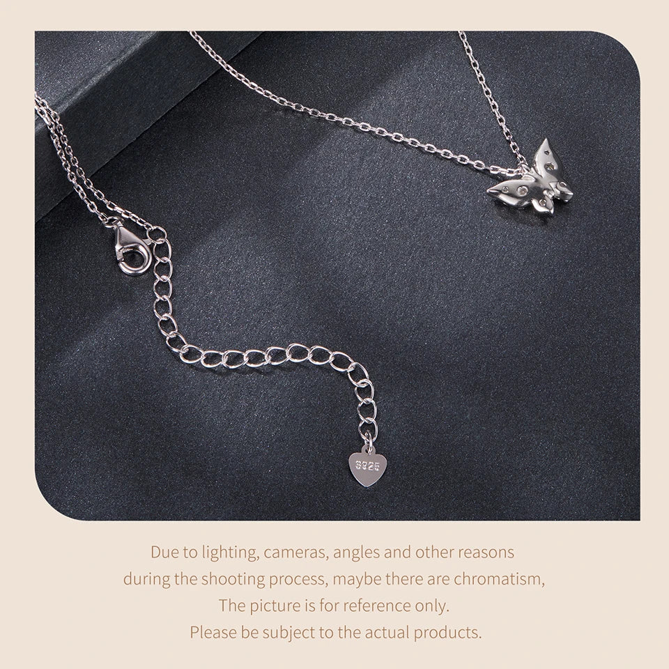 Moissanite Butterfly Sterling Silver Pendant Necklace