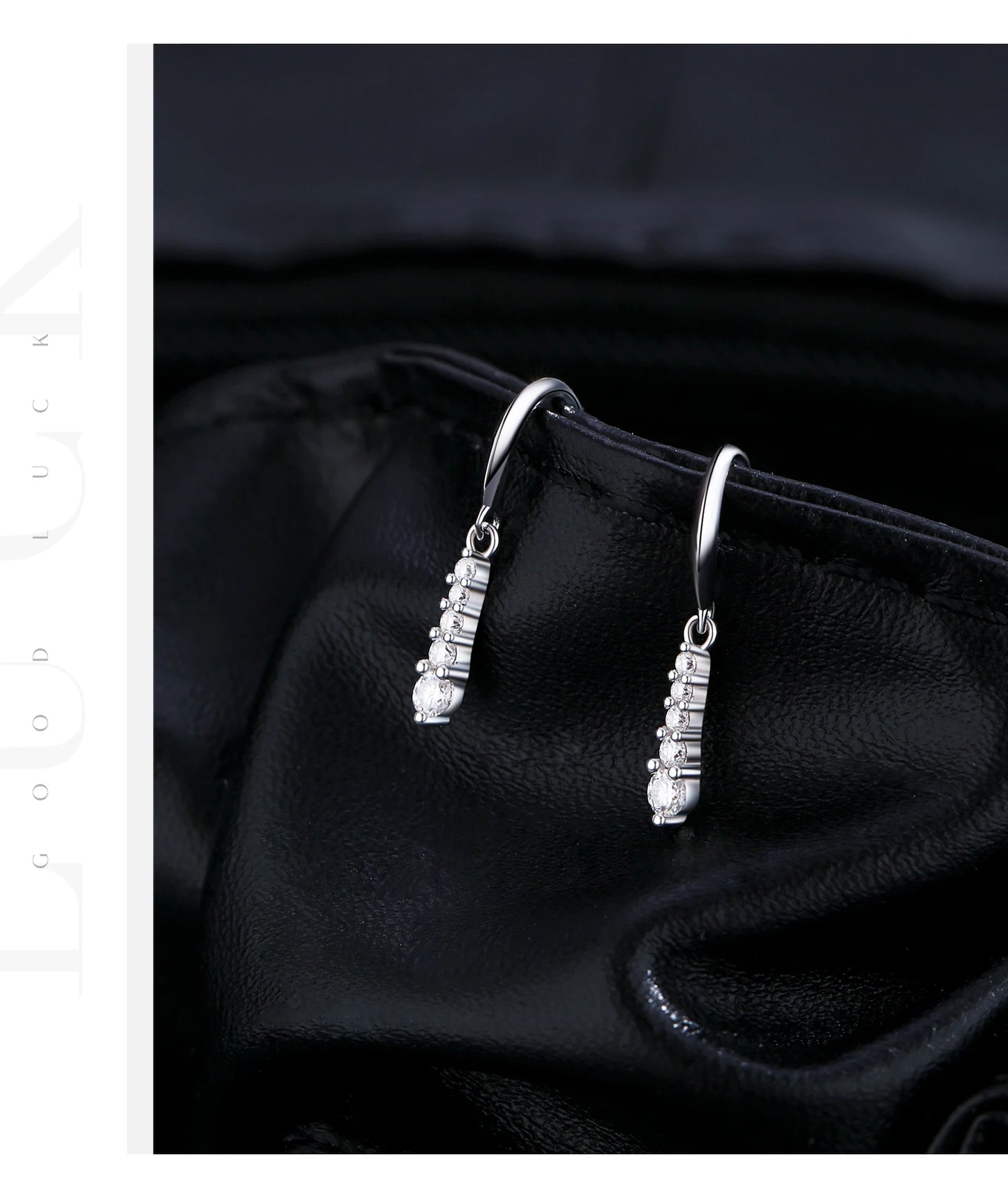 Graduated Moissanite Sterling Silver Drop Earrings