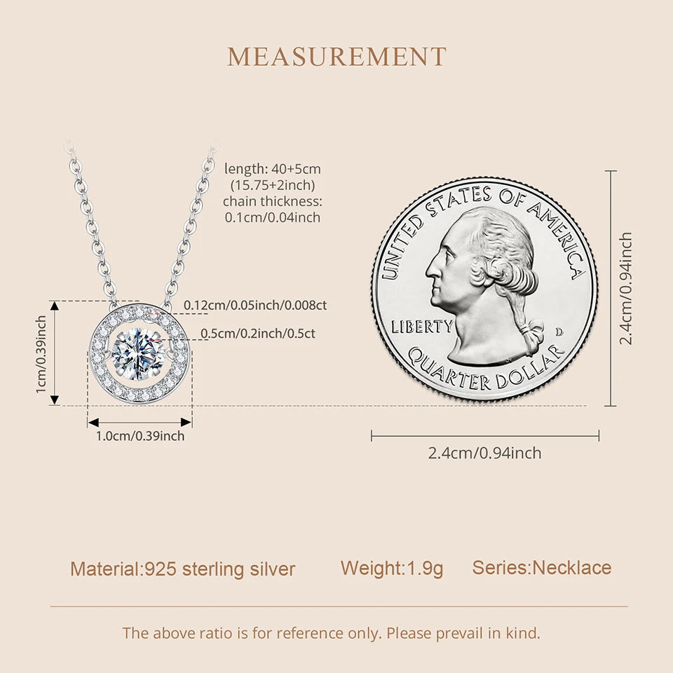 Dancing Halo Moissanite Sterling Silver Necklace