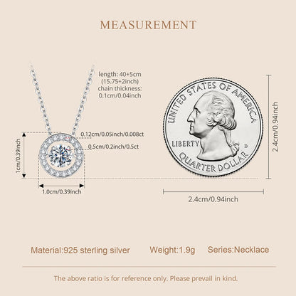 Dancing Halo Moissanite Sterling Silver Necklace
