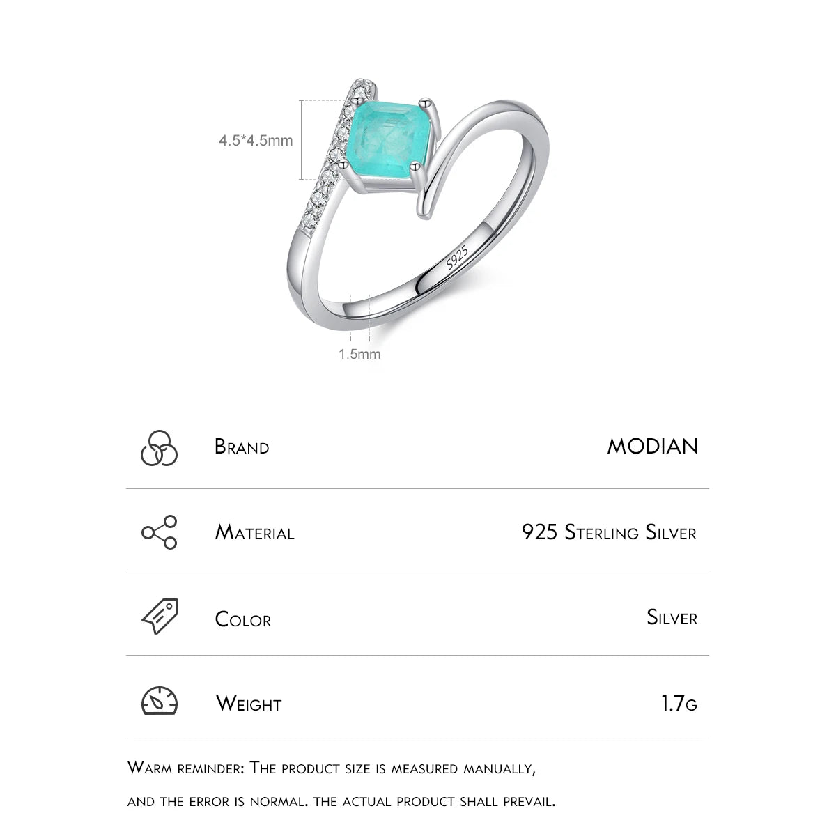 Aqua Tourmaline Sterling Silver Ring