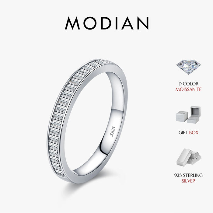 Baguette Moissanite Sterling Silver Eternity Band