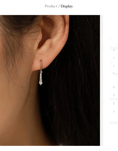 Graduated Moissanite Sterling Silver Drop Earrings