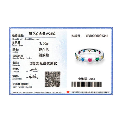 Rainbow Heart Sterling Silver Band Ring