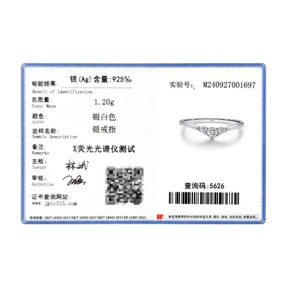 Three-Stone Moissanite Sterling Silver Chevron Ring