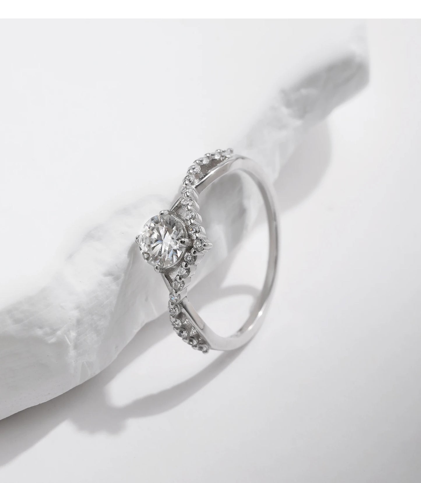 Crown Moissanite Sterling Silver Ring