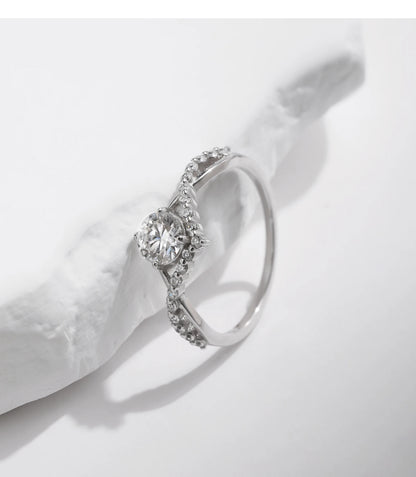 Crown Moissanite Sterling Silver Ring