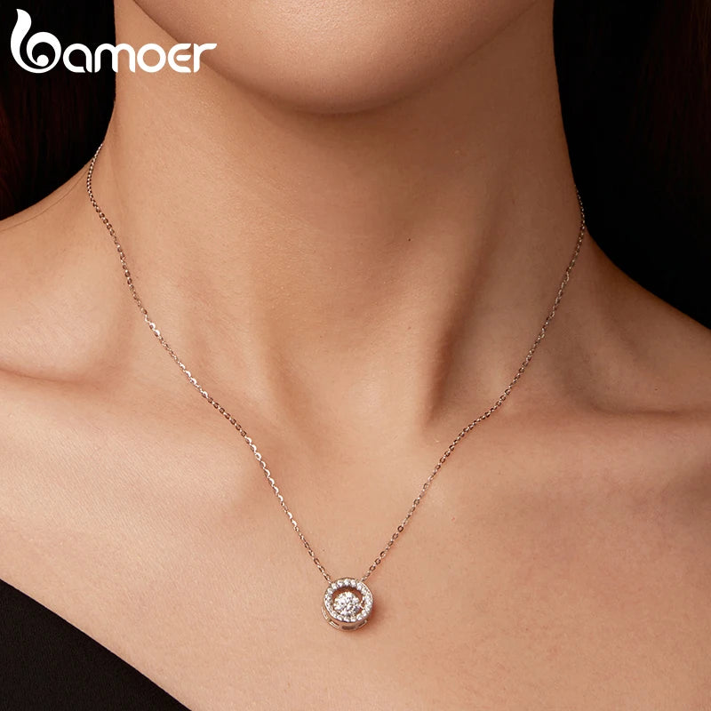 Dancing Halo Moissanite Sterling Silver Necklace
