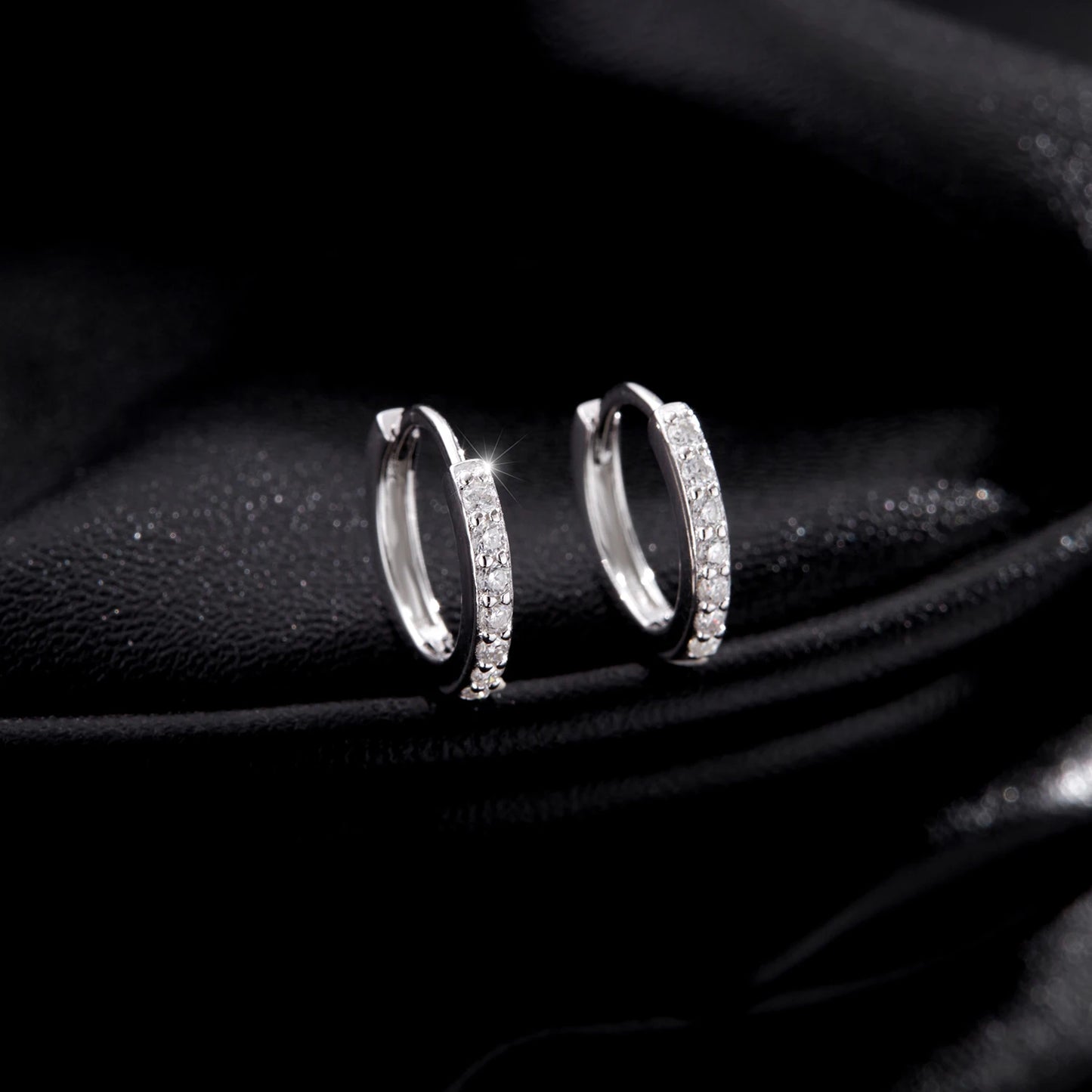 Moissanite Pavé Sterling Silver Hoop Earrings