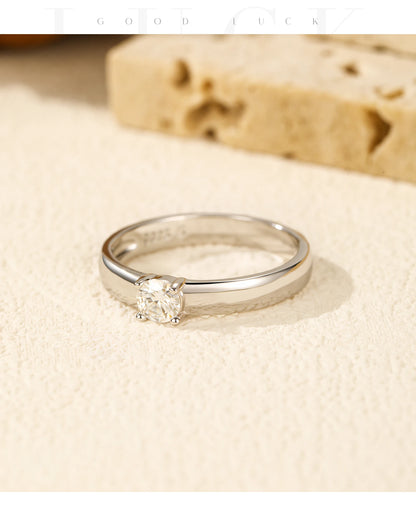 Classic Round Moissanite Sterling Silver Ring