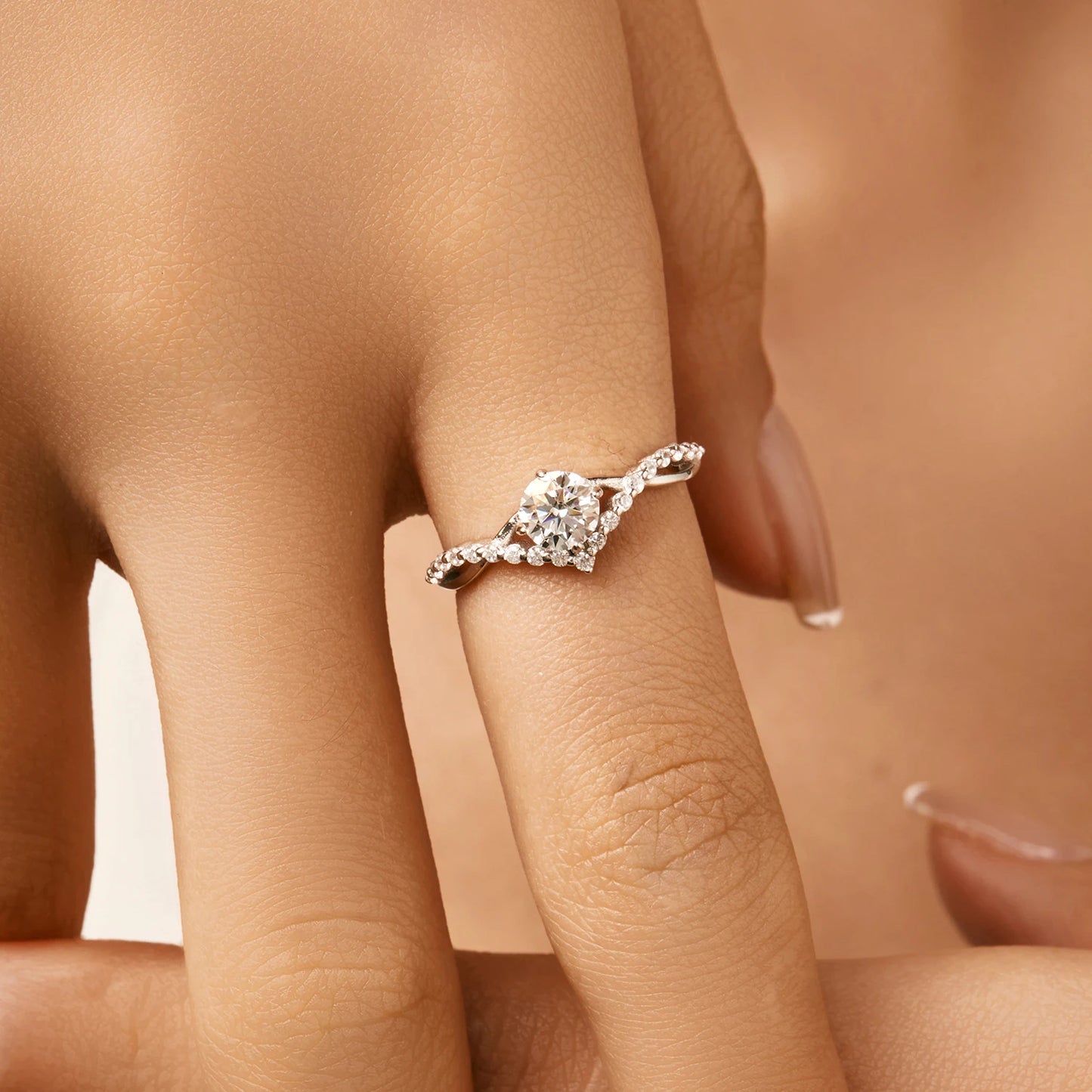 Crown Moissanite Sterling Silver Ring