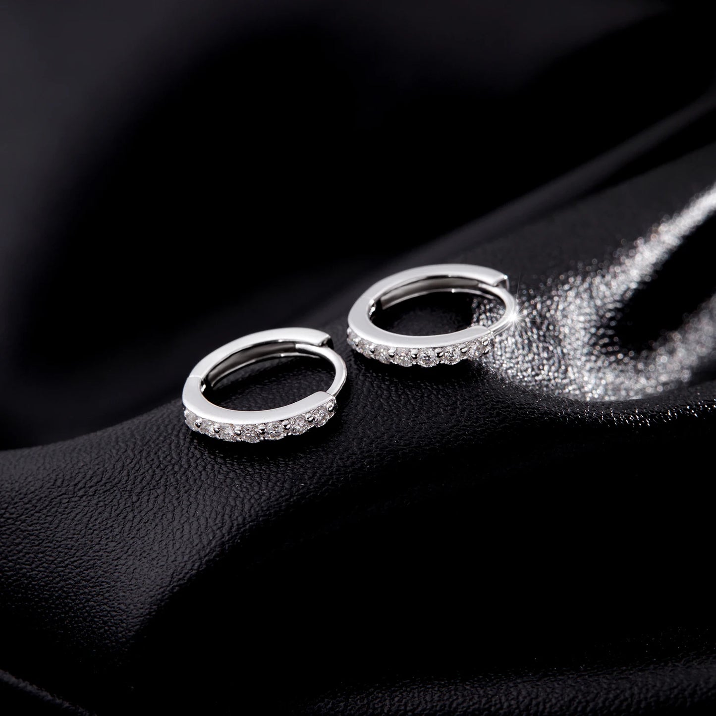 Moissanite Pavé Sterling Silver Hoop Earrings