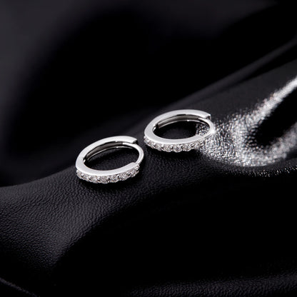 Moissanite Pavé Sterling Silver Hoop Earrings