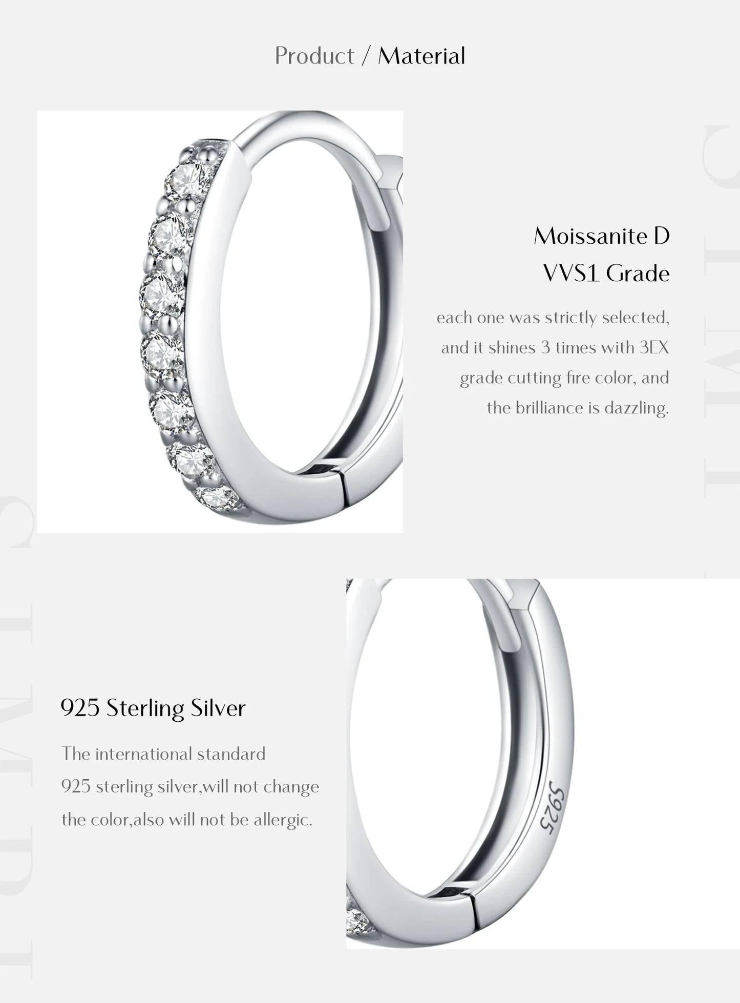 Moissanite Pavé Sterling Silver Hoop Earrings