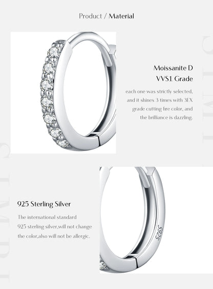 Moissanite Pavé Sterling Silver Hoop Earrings