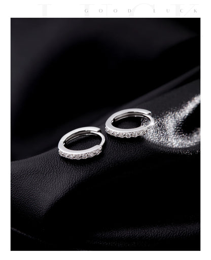 Moissanite Pavé Sterling Silver Hoop Earrings