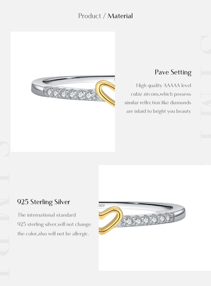 Gold-Tone Heart Pavé Sterling Silver Ring
