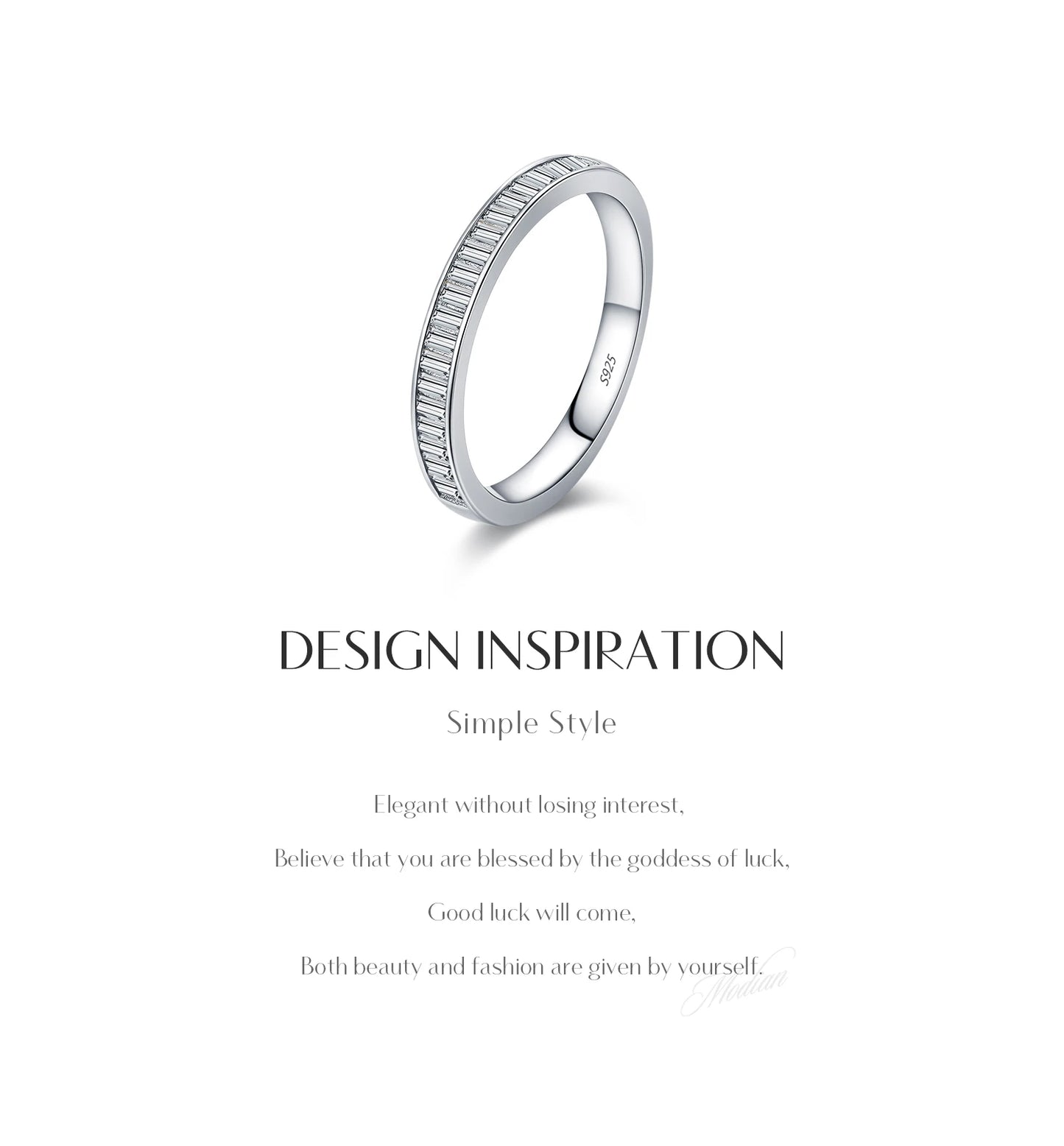 Baguette Moissanite Sterling Silver Eternity Band