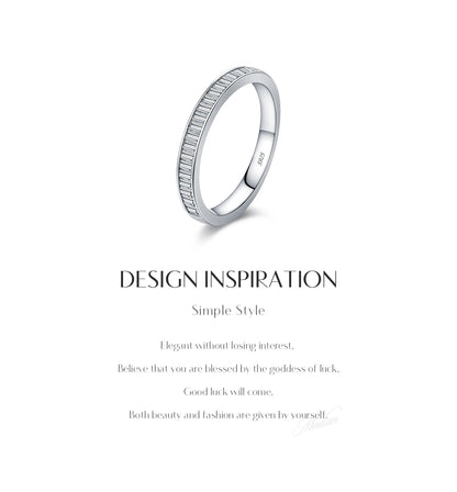 Baguette Moissanite Sterling Silver Eternity Band