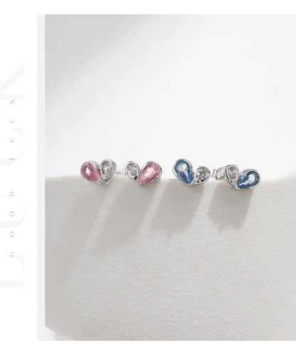 Colorful Heart Sterling Silver Stud Earrings