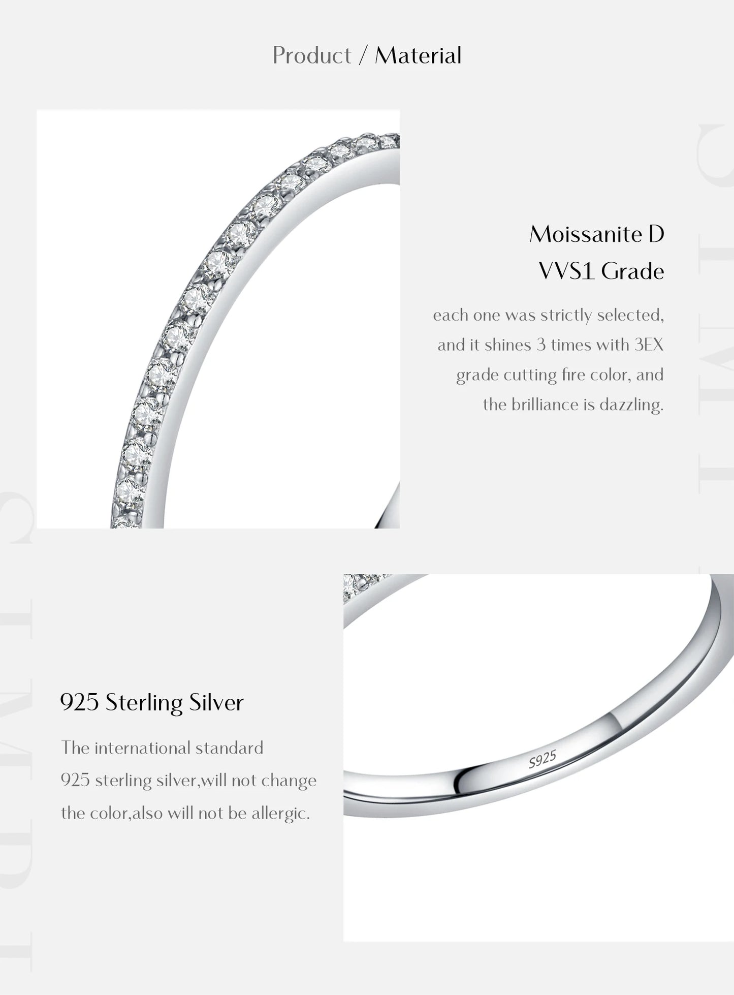 Moissanite Eternity Sterling Silver Band Ring