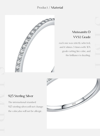 Moissanite Eternity Sterling Silver Band Ring