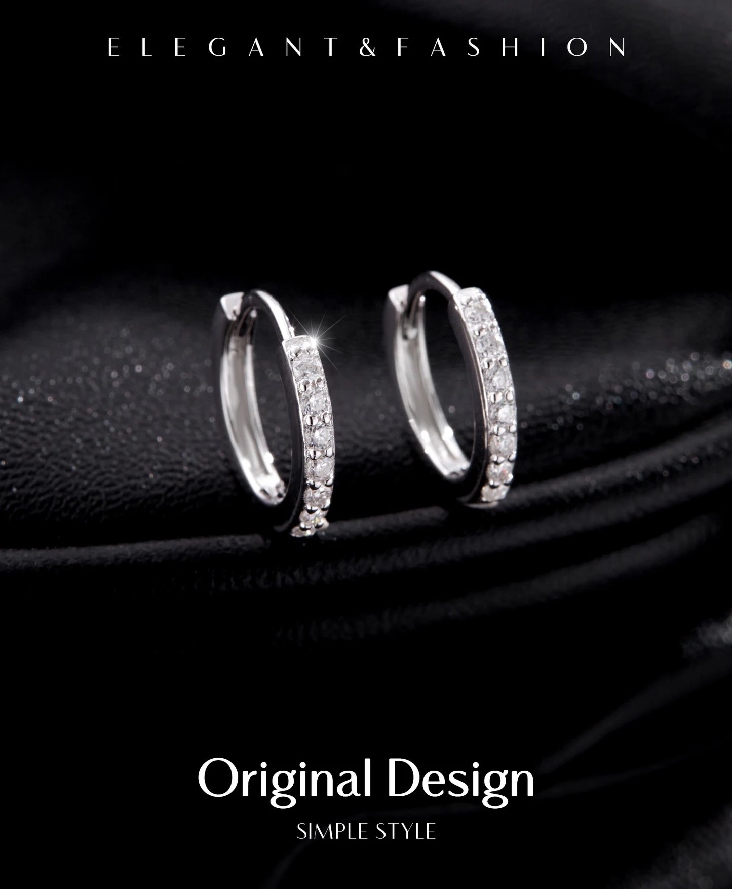 Moissanite Pavé Sterling Silver Hoop Earrings