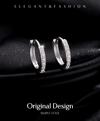 Moissanite Pavé Sterling Silver Hoop Earrings
