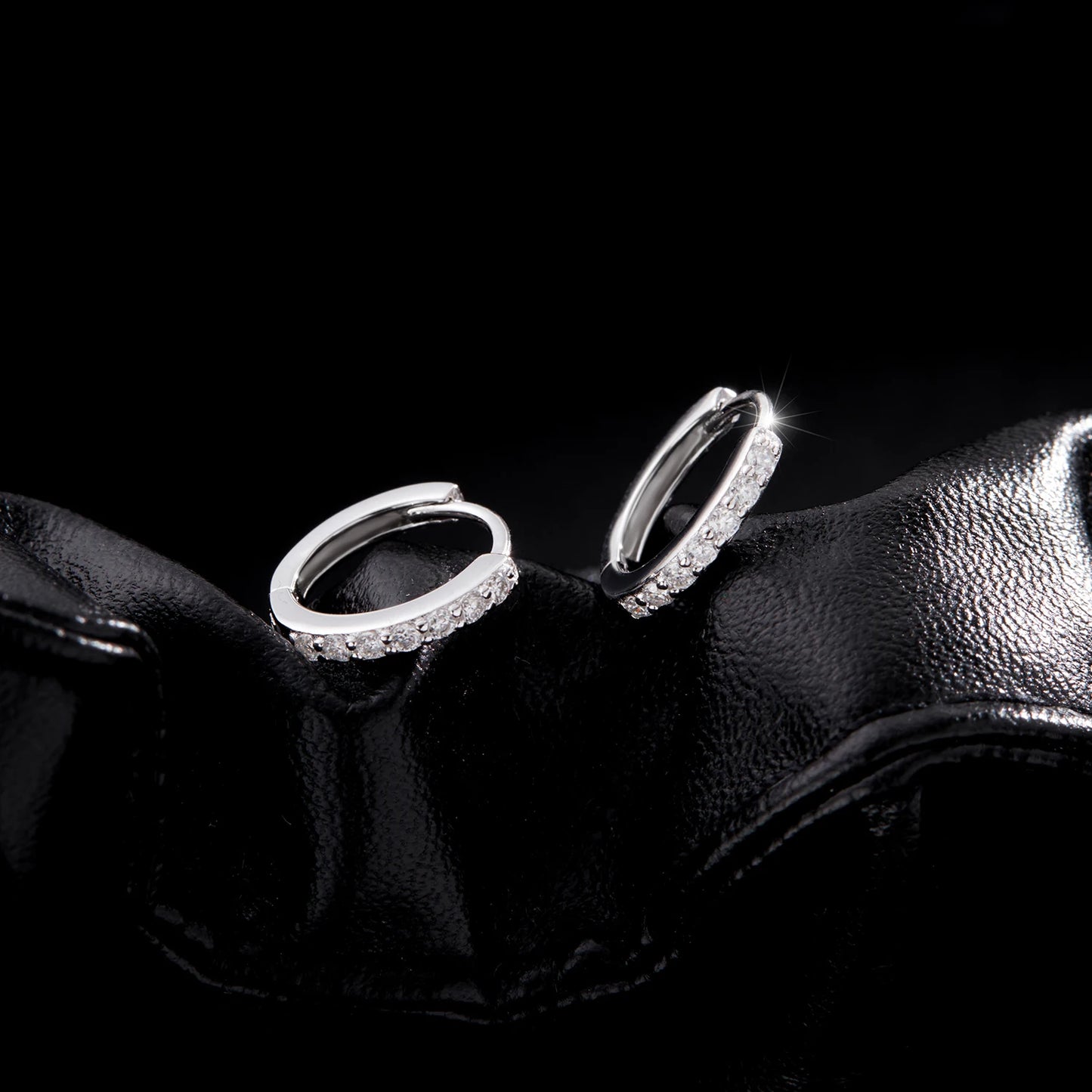 Moissanite Pavé Sterling Silver Hoop Earrings